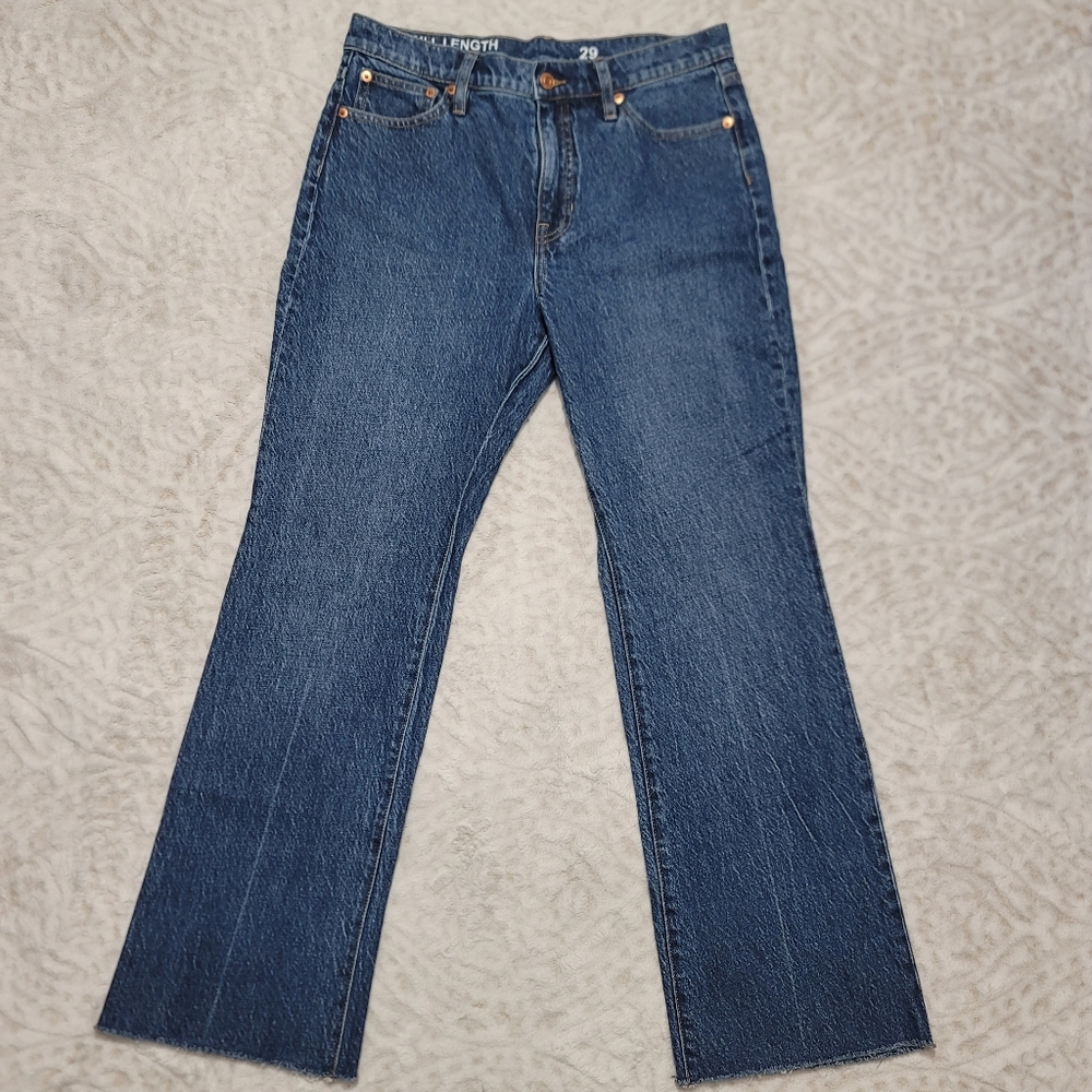 J. Crew Women's Full Length Demi-Boot Raw Hem Size 29 Kamari Wash Jeans